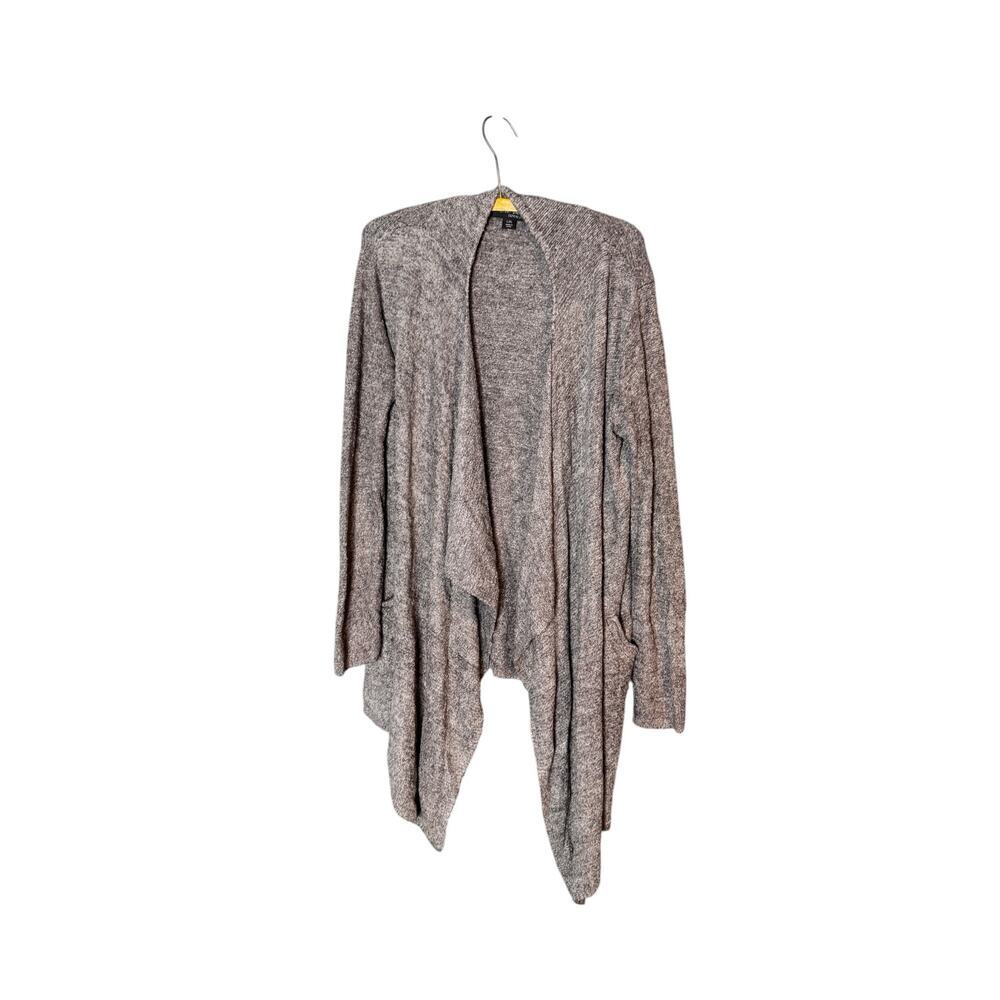 Barefoot Dreams CozyChic Lite Cardigan Womens L XL Gray Open Front Drape Pockets